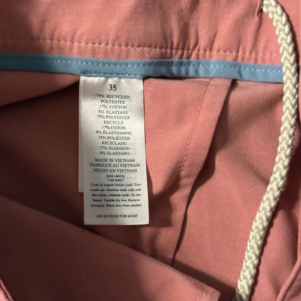 Faherty All-Day Pink Chino Shorts For Men Size 35 Cotton Blend Slim Fit Button